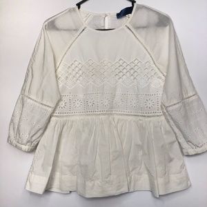 Francesca’s Off White Long Sleeve Eyelet Blouse XS